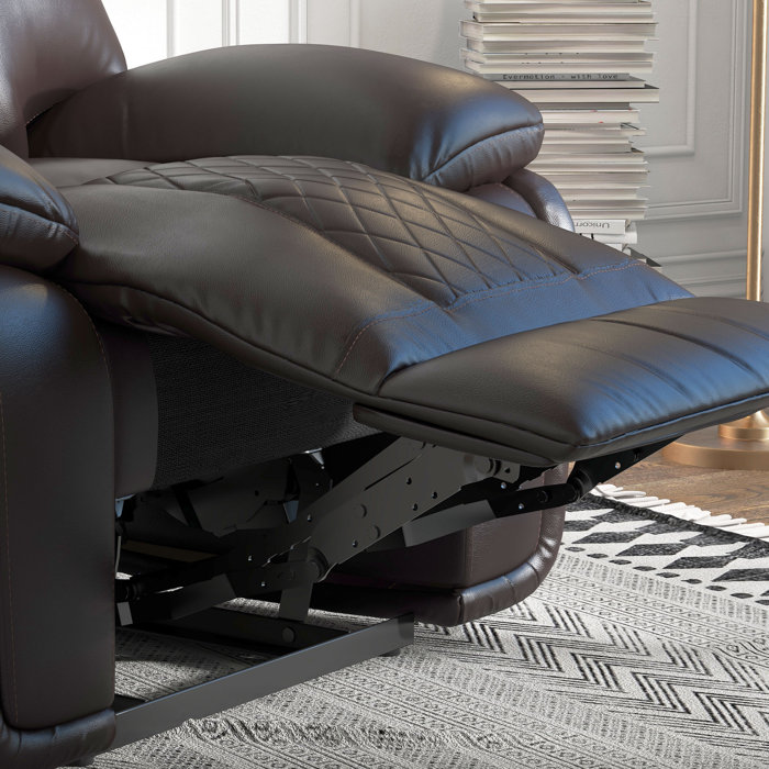 Hokku Designs Jepum Modern Genuine Leather Manual Recliner Chair Sleek